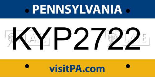 KYP2722 Pennsylvania License Plate