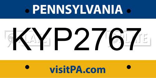 KYP2767 Pennsylvania License Plate