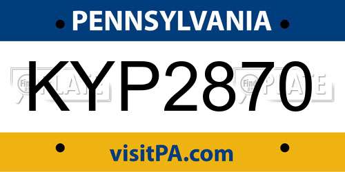KYP2870 Pennsylvania License Plate