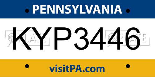 KYP3446 Pennsylvania License Plate