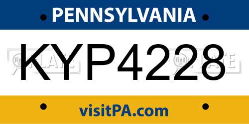 KYP4228 Pennsylvania License Plate