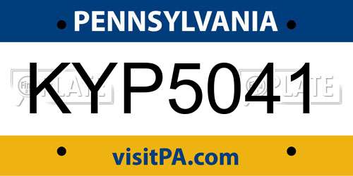 KYP5041 Pennsylvania License Plate