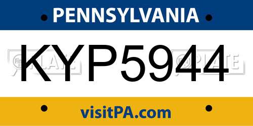 KYP5944 Pennsylvania License Plate