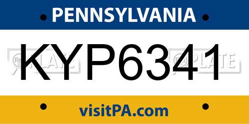 KYP6341 Pennsylvania License Plate