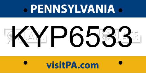 KYP6533 Pennsylvania License Plate