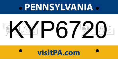 KYP6720 Pennsylvania License Plate