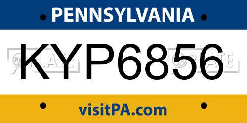 KYP6856 Pennsylvania License Plate