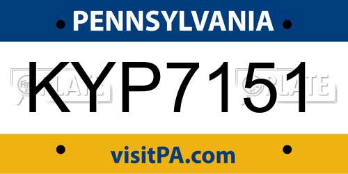KYP7151 Pennsylvania License Plate