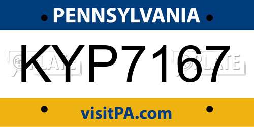 KYP7167 Pennsylvania License Plate