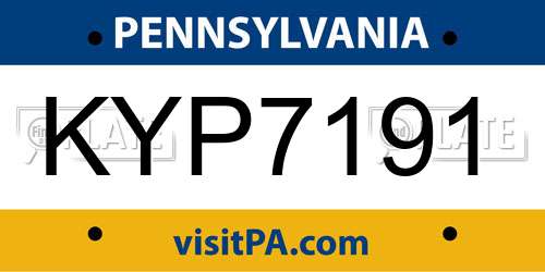 KYP7191 Pennsylvania License Plate