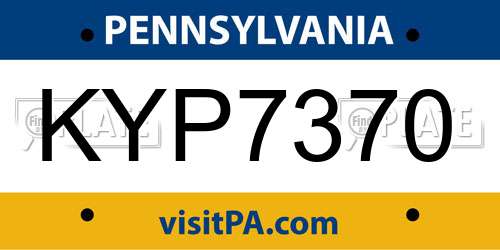 KYP7370 Pennsylvania License Plate