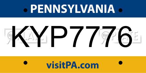 KYP7776 Pennsylvania License Plate