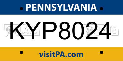 KYP8024 Pennsylvania License Plate