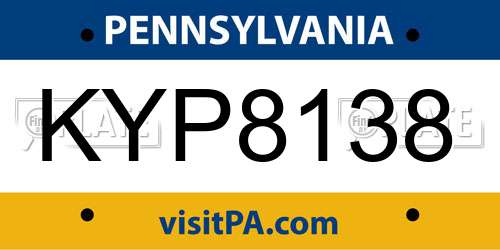 KYP8138 Pennsylvania License Plate