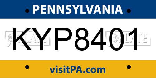 KYP8401 Pennsylvania License Plate
