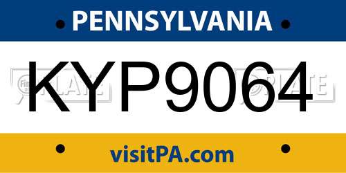 KYP9064 Pennsylvania License Plate
