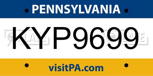 KYP9699 Pennsylvania License Plate