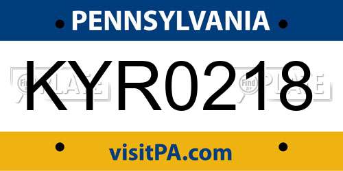 KYR0218 Pennsylvania License Plate