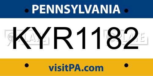 KYR1182 Pennsylvania License Plate