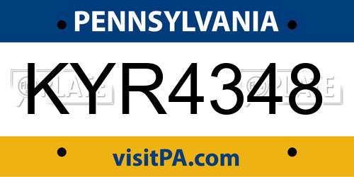 KYR4348 Pennsylvania License Plate