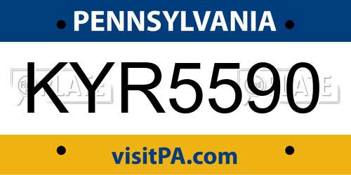 KYR5590 Pennsylvania License Plate