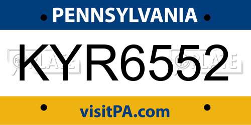 KYR6552 Pennsylvania License Plate