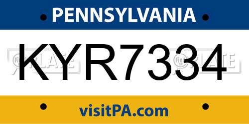 KYR7334 Pennsylvania License Plate