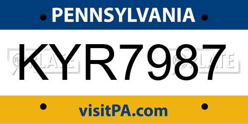 KYR7987 Pennsylvania License Plate