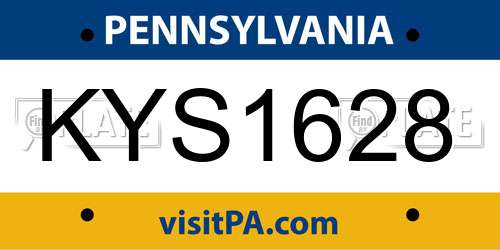 KYS1628 Pennsylvania License Plate