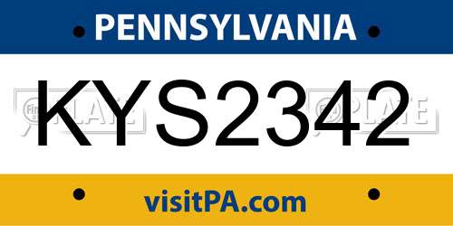 KYS2342 Pennsylvania License Plate