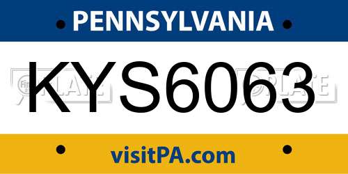 KYS6063 Pennsylvania License Plate