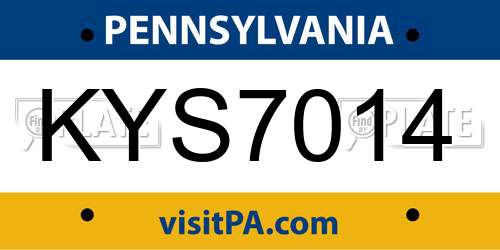KYS7014 Pennsylvania License Plate