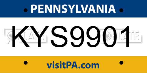 KYS9901 Pennsylvania License Plate