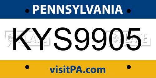 KYS9905 Pennsylvania License Plate