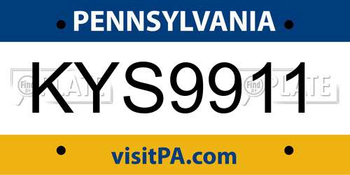 KYS9911 Pennsylvania License Plate