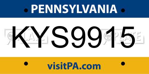 KYS9915 Pennsylvania License Plate