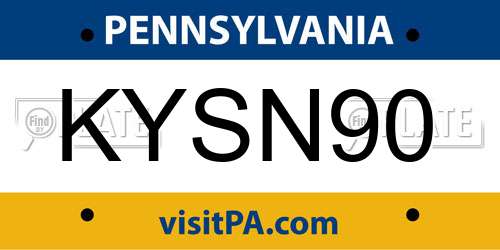KYSN90 Pennsylvania License Plate