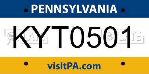 KYT0501 Pennsylvania License Plate