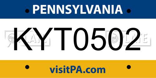 KYT0502 Pennsylvania License Plate