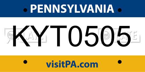 KYT0505 Pennsylvania License Plate
