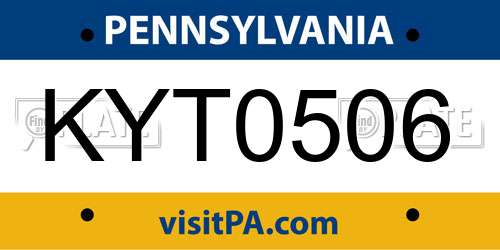 KYT0506 Pennsylvania License Plate