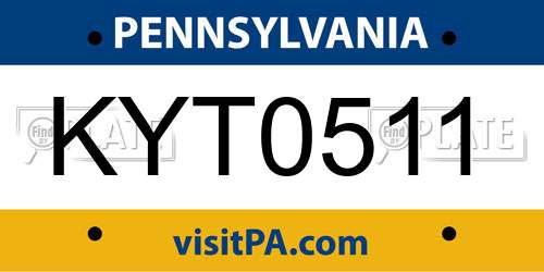 KYT0511 Pennsylvania License Plate