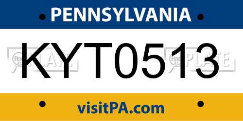 KYT0513 Pennsylvania License Plate