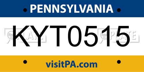 KYT0515 Pennsylvania License Plate