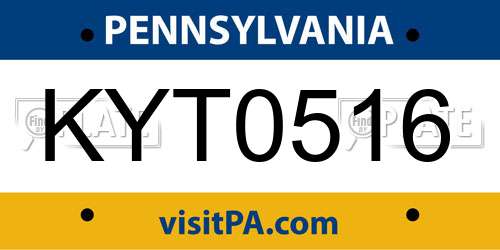KYT0516 Pennsylvania License Plate
