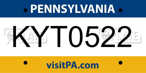 KYT0522 Pennsylvania License Plate