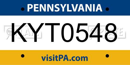 KYT0548 Pennsylvania License Plate
