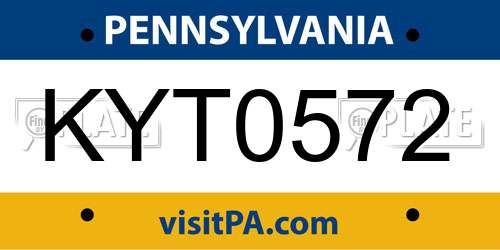 KYT0572 Pennsylvania License Plate