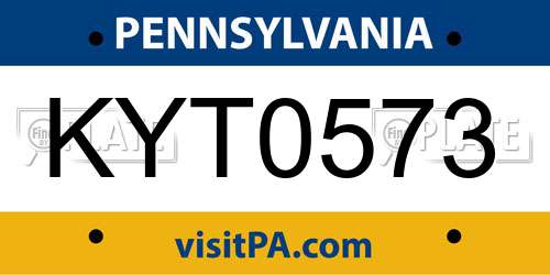 KYT0573 Pennsylvania License Plate