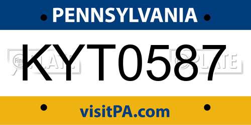 KYT0587 Pennsylvania License Plate